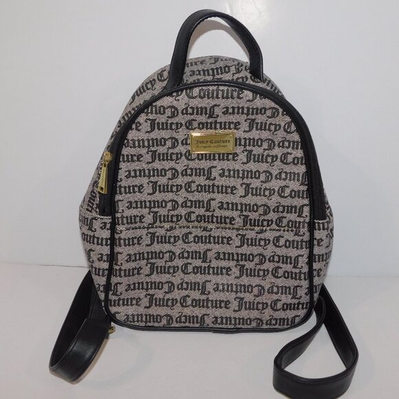 Juicy Couture Black Gray Spellout mini backpack - Picture 1 of 11